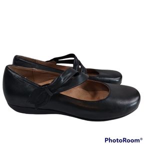 Abeo BioSystem Black Leather Talia Women's Mary Janes Flats Shoes Sz 6.5N